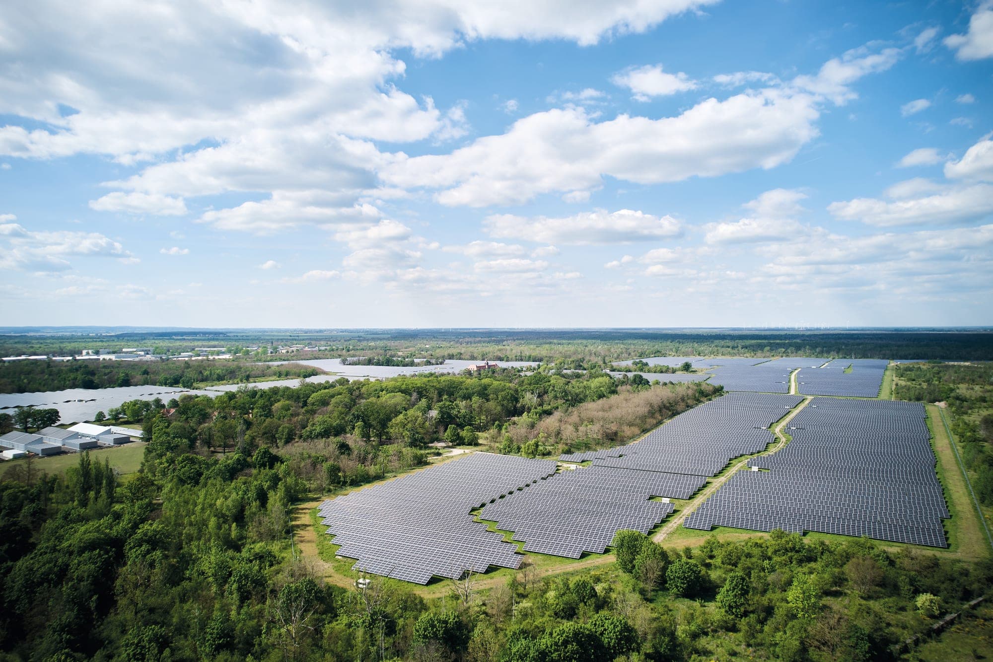 Solarpark Zeithain aus der Vogelperspektive